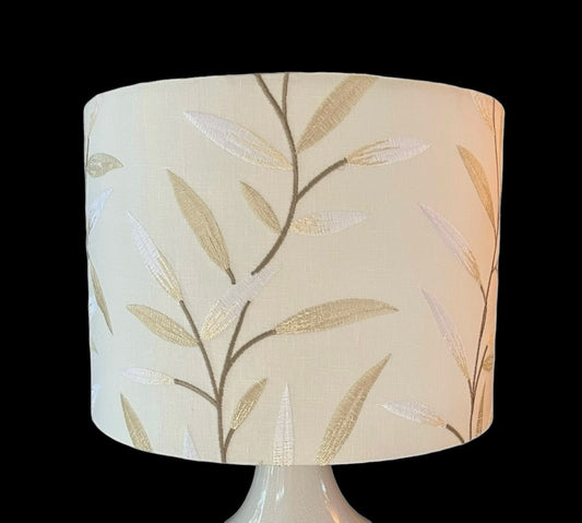 Embroidered leaf lampshade