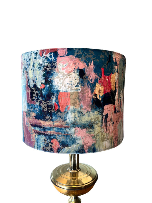 Multi coloured velvet lampshade